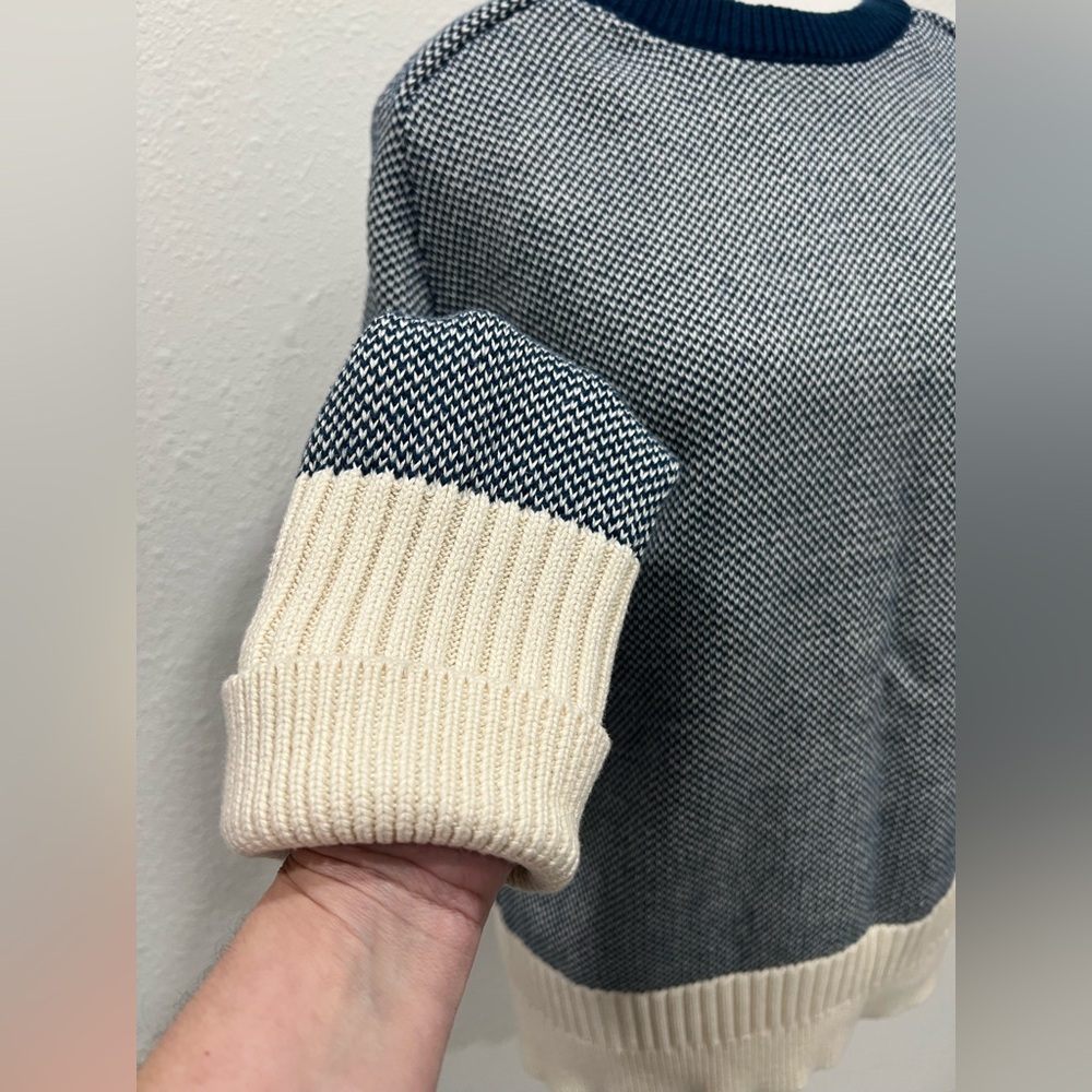 MONOPRIX HOMME Blue and Cream Crewneck Sweater EUC - Picture 3 of 8